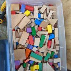Container With Wooden Blocks