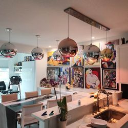 Led Down Lights Sliver,copper, Brass,  Color Glass Globes