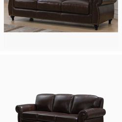 Abbyson Living Top Grain Leather Sofas X2