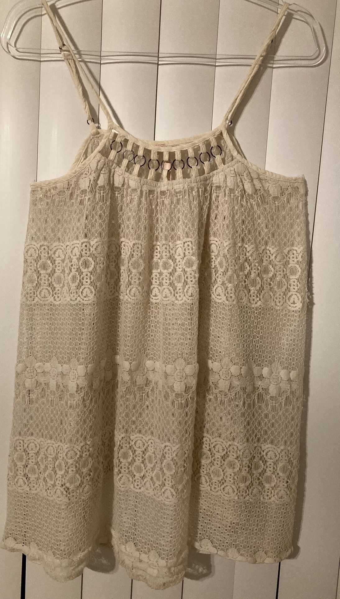 Ally Lace Woman’s Tunic Top Dress Over Sized Size Small Necklace Like Neck Beach