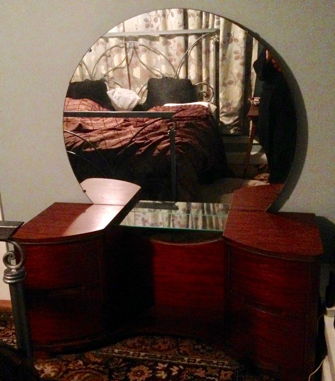 Antique art deco or nouveau vanity and stool