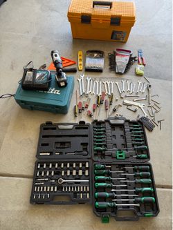 Complete Tool Set w/ Makita Drill, Toolbox, Sockets, Wrenches & More