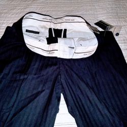 Men's Pin Stripe Dress Pants Flat Front