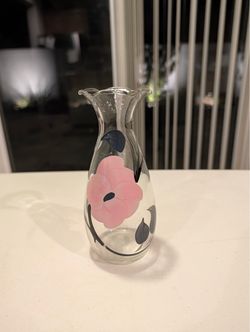 Clear Glass Vase with Floral Design