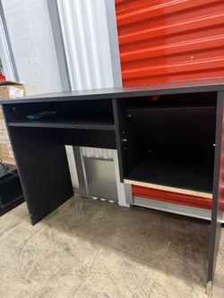 Black Computer Desk Work Desk with Storage Shelves