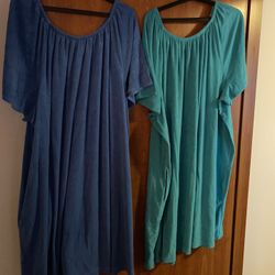 Set Of Two Women’s Short Sleeve Shift Nightgown 3XL