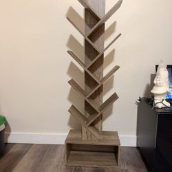 8 Tier Tree Style Bookshelf - Gray Wood Finish 