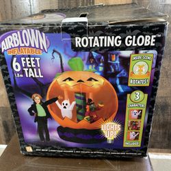 Airblown Inflatable Globe Gemmy Halloween Ghost Witch rotating W/ Lights 6 Feet