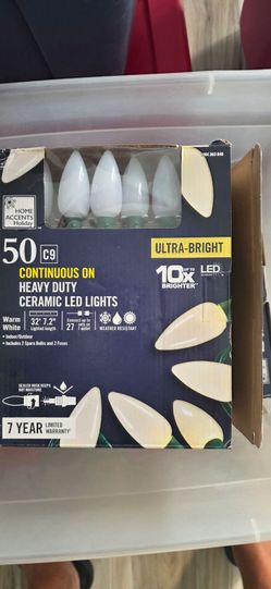 New in Box - Home Accents Holiday 50 C9 LED Warm White String Lights (32.6 ft). $20 each or $90 for all