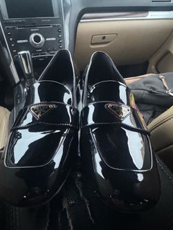 Prada Vernice Patent Loafer Pumps (38)