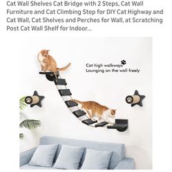 Cat Wall Shelves Cat Bridge with 2 Steps, Cat Wall Furniture and Cat Climbing Step for DIY Cat Highway and Cat Wall, Cat Shelves and Perches for Wall,