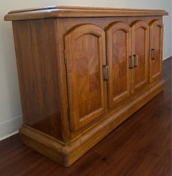 Vintage Wood Buffet Credenza with Mosaic Tile Top (MCM Style TV Stand)
