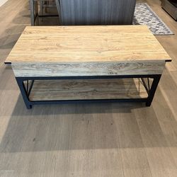 Wood and Metal Storage Coffee Table
