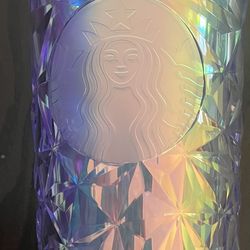 Starbucks Christmas Holiday 2023 White Clear Diamond Prism Crystal Venti Tumbler