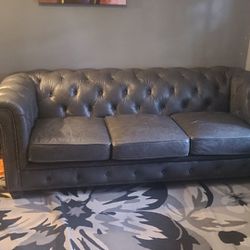 Real Leather Gray Sofas From Raymour And Flamnigan 