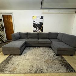 Gray 5-Seater Modular Sectional Sofa with Ottoman