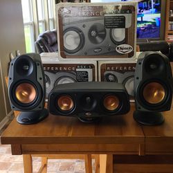 Set Of Klipsch Reference RSX-5 Bookshelf Speakers And RCX-4 Center Channel Speaker 