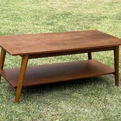 Mid Century Modern Coffee Table With Lower Shelf
