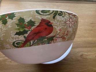 2 Christmas Serving Bowls – Cardinal & Snowflake Design
