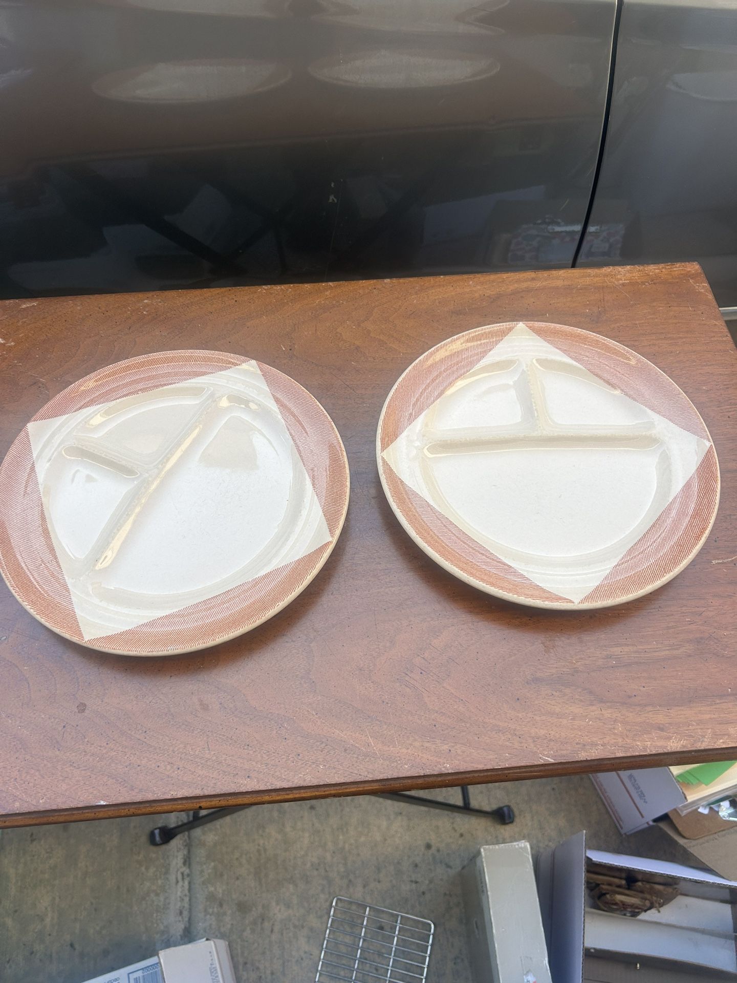 2 Vintage Divided Plates