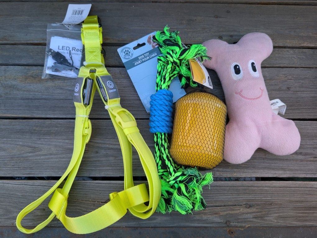 New dog LED harness and dog toys 