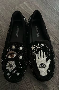 Johnny Was Black Embroidered Loafers