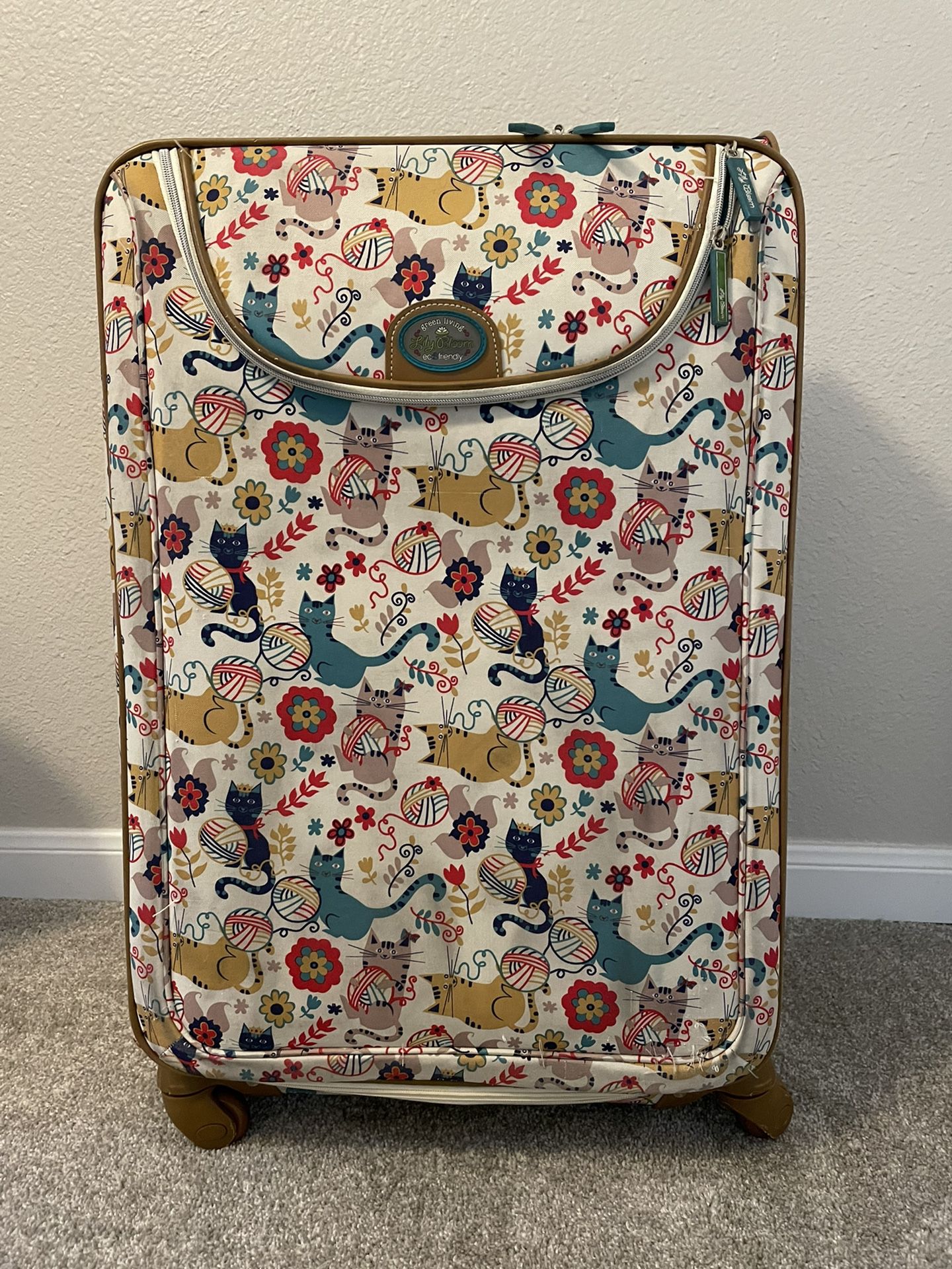 Large Cat Print Luggage