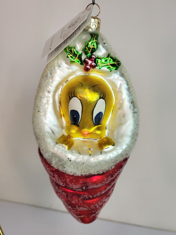 1997 Christopher Radko Tweety Bird Christmas Ornament Glass Looney Tunes 2830