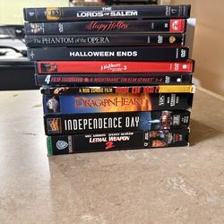 Mix of horror DVDs + vhs tapes