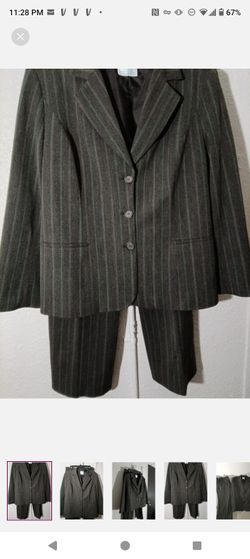 Maite Guallar Dark Brown & Olive Pinstripe Suit Blazer and Pants