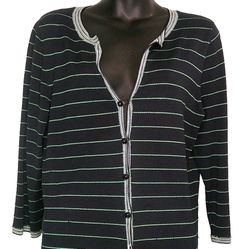 Doncaster Cardigan V-neck Button Down Silk Blend Navy 3/4 Sleeve Women's Medium