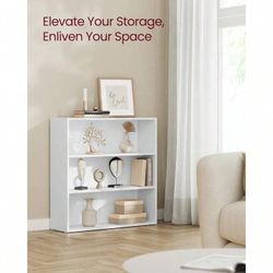 New in box  Bookshelf, 3-Tier Bookcase, Book Shelf, Open Storage Shelf, 9.4 x 31.5 x 32 Inches, for Living Room, Home Office, Dinning Room, Cloud Whit