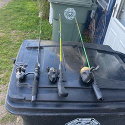 Three Beginner Fishing Poles 
