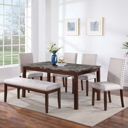 6PC Brown Dining Table Set