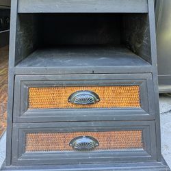 Rattan wooden side table