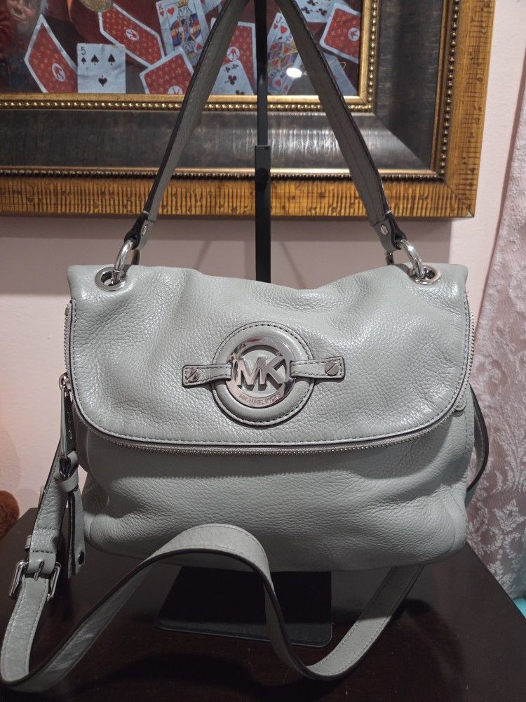 Michael Kors Gray Leather Crossbody
