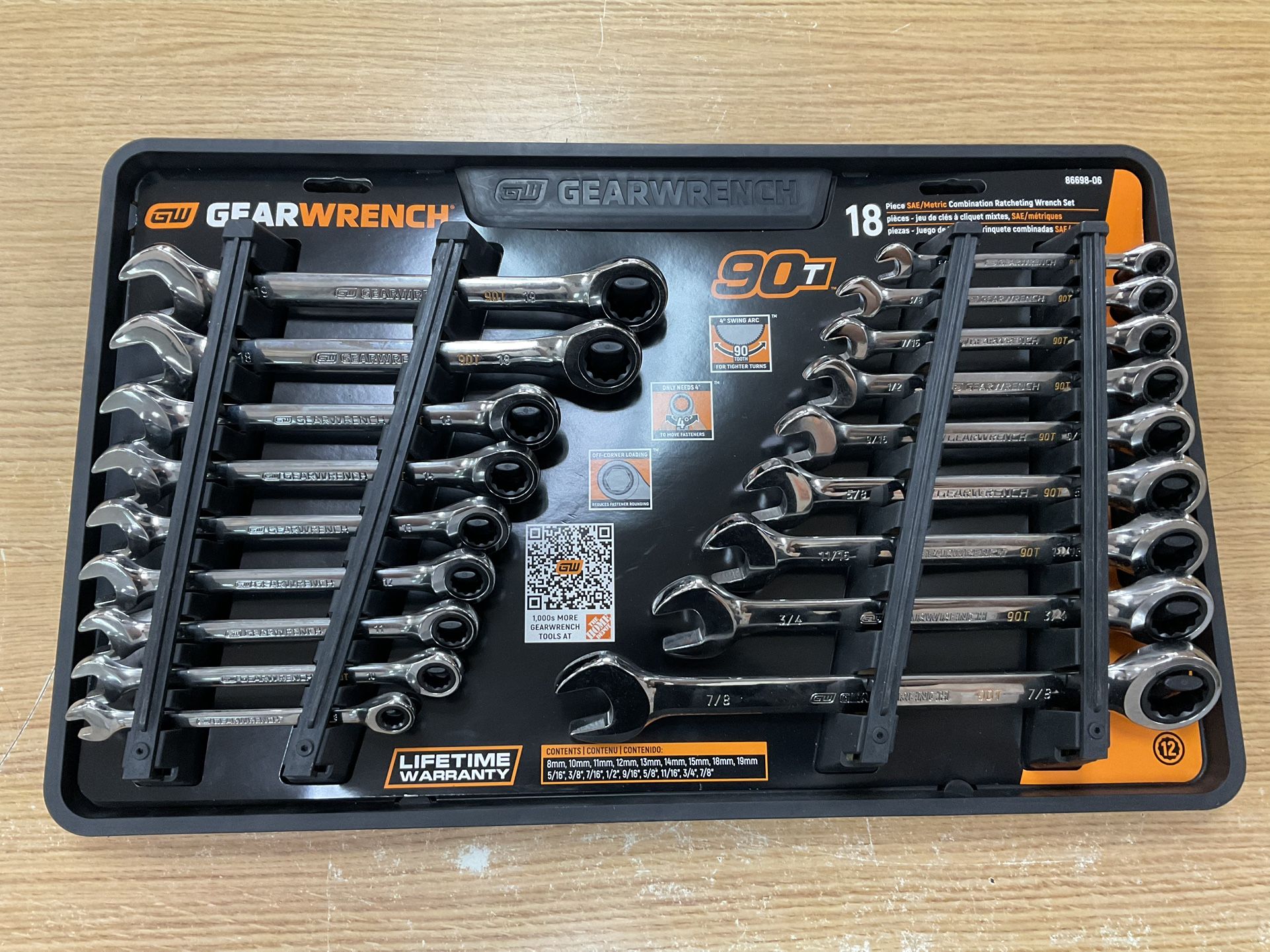 GEARWRENCH 18 PIECE SAE/METRIC COMBINATION RATCHETING WRENCH SET