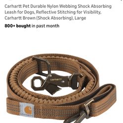 Carhartt Pet Durable Nylon Webbing Shock Absorbing Leash for Dogs