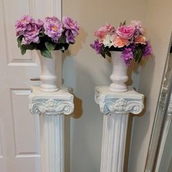 2 Flower W/ Vase  & 2 Pillar Set