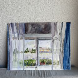 Abstract Window View Watercolor