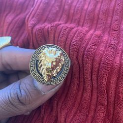18K GOLD PLATED GRECCO LION RING SZ 11