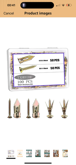 Brand new Self Drilling Drywall Anchors with Screws Kit 100Pcs- 50 Sheetrock Anchors 50 Zinc Expansion Screws New Upgraded Zinc Plated Steel No Drill 