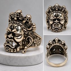 Large Demon Skull Statement Ring