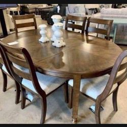 Extension Dining Table & 6 Upholstered Chairs Reddish Brown☄️ Brand New⚡️ $39 Down Payment 💥
