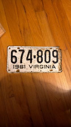 1961 VA License Plate