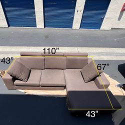 Brown sofa with chaise 