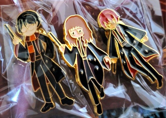 Cute Harry Potter Collectible Enamel Pin Set Lot Hermione Harry Ron Brand New!!