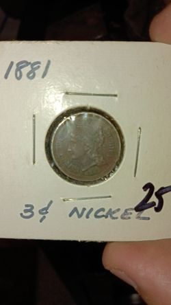 1881 Three Cent Nickel. Trime