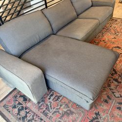 Grey Sectional Couch with Chaise – IKEA KIVIK – Great Condition