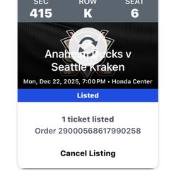 Anaheim Ducks Ticket Tonight Against Seattle 
